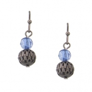 1928 Jewelry Blue Bead Ball Drop Earrings