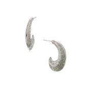 1928 Jewelry Silver Tone Caviar Swirl Half Hoop Earrings