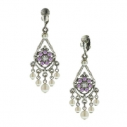 1928 Jewelry Amethyst Bridal Chandelier Clip Earrings