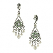 1928 Jewelry Peridot Bridal Chandelier Clip Earrings