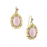 1928 Jewelry Flora Pastel Pink Oval Drop Earrings