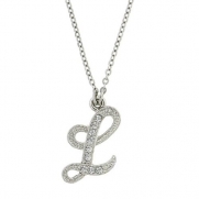 1928 Jewelry L Silver Crystal Initial Charm Necklace