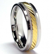 7MM Men's 14K Gold Plated Stainless Steel Ring Size 12