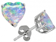 Star K 7mm Heart Shape Created Opal Earring Studs