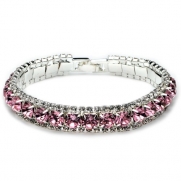 USABride Sparkling Pink Rhinestone Bracelet, Special Occasion Jewelry 1560 P