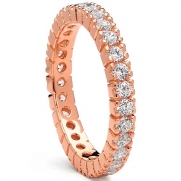 Sterling Silver 925 Women's Rose Gold Plated Eternity Ring Engagement wedding Band with Cubic Zirconia CZ 3MM, Size 5