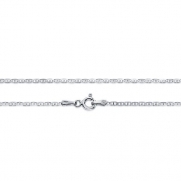 Italian Rhodium Plated 925 Silver Flat-Marina Chain Necklace 1.5mm 24 - Nickel Free