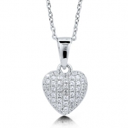 BERRICLE Cubic Zirconia CZ Sterling Silver Puffed Heart Pendant Necklace