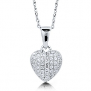 BERRICLE Cubic Zirconia CZ Sterling Silver Puffed Heart Pendant Necklace