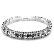 USABride Sparkling Silver Rhinestone Bracelet, Special Occasion Jewelry 1560 SV