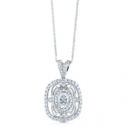 BERRICLE Sterling Silver Cubic Zirconia CZ Filigree Art Deco Pendant Necklace