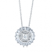 BERRICLE Cubic Zirconia CZ Sterling Silver Round Art Deco Pendant Necklace