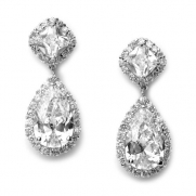 USABride Dangling Cubic Zirconia Tear Drop Wedding CZ Earrings 1142