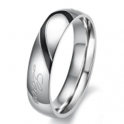 Men - Size 6 - KONOV Jewelry Mens Womens Hearte Stainless Steel Promise Ring Couples Wedding Bands
