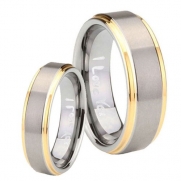 He & She Tungsten I Love You 14K Gold IP Two Tone Ring Set Size 4, 12