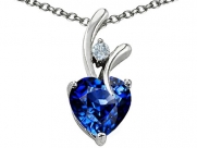 Heart Shape 8mm Created Sapphire Pendant in .925 Sterling Silver