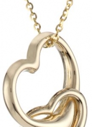 14k Yellow Gold Double Heart Pendant Necklace, 16