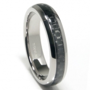Titanium 5MM Carbon Fiber Inlay Wedding Band Ring Sz 4.0