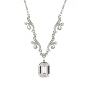 1928 Jewelry Zarina Emerald Cut Swarovski Elements Bridal Drop Necklace