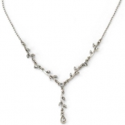 1928 Jewelry Floral Garland Silver Crystal Y Necklace