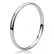 .925 Sterling Silver 2mm 14K White Gold Plated Classy Domed Wedding Band For Women - Ring Size: 3