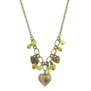 1928 Jewelry Vintage Green Heart Charms Necklace