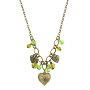 1928 Jewelry Vintage Green Heart Charms Necklace