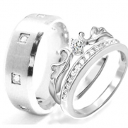 His & Hers 3 Pieces, STAINLESS STEEL Engagement Wedding Ring Set, AVAILABLE SIZES men's 7,8,9,10,11,12; women's set: 5,6,7,8,9,10 CONTACT US BY EMAIL THROUGH AMAZON WITH SIZES AFTER PURCHASE!