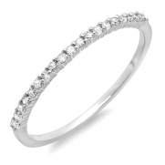 0.15 Carat (ctw) 14k White Gold Round Diamond Ladies Anniversary Wedding Band Stackable Ring (Size 4.5)