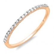 0.15 Carat (ctw) 14k Rose Gold Round Diamond Ladies Anniversary Wedding Band Stackable Ring (Size 4.5)