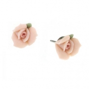 1928 Jewelry Bridal Porcelain Rose Stud Earrings Petite