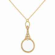 1928 Jewelry Gold-Tone Crystal Accented Magnifying Glass Necklace