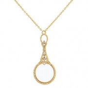 1928 Jewelry Gold-Tone Crystal Accented Magnifying Glass Necklace