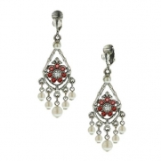 1928 Jewelry Bridal Siam Red Chandelier Clip Earrings