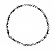 Stretch Crystal and Heishi Bead Anklet - Gunmetal Gray (A89)