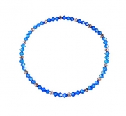Stretch Crystal and Heishi Bead Anklet - Blue (A70)