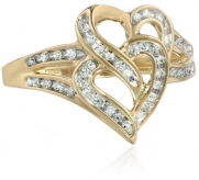 10k Yellow Gold Diamond Heart Ring (1/10 cttw, I-J Color, I2-I3 Clarity), Size 6