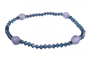 Stretch Crystal and Glass Bead Anklet - Denim Blue (A60)