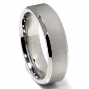 Titanium 7mm Matte Finish Beveled Edge Wedding Band Ring Sz 10.0