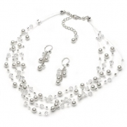 USABride 4 Strand White Pearl & Swarovski Crystal Jewelry Set 1461