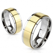 STR-0079 Two Toned Stainless Steel Ring with Gold IP Spinner (5)