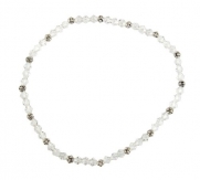Stretch Crystal and Heishi Bead Anklet - Clear (A24)