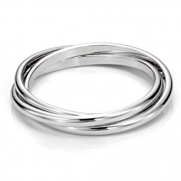 Sterling Silver Triple Interlocked Rolling High Polish Plain Dome Tarnish Resistant Wedding Band Ring, Nickel Free Sz 5