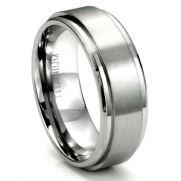 Men's Titanium 8MM Flat High Polish/Brush Finish Wedding Band Ring Sz 7.5