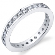 Sterling Silver Eternity Cubic Zirconia CZ Wedding Band Ring Size 4