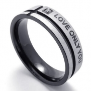 KONOV Jewelry Mens Womens Stainless Steel LOVE ONLY YOU Promise Ring Wedding Bands, Black, Size 6