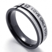 KONOV Jewelry Mens Womens Stainless Steel LOVE ONLY YOU Promise Ring Wedding Bands, Black, Size 7