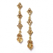 USABride Brown Swarovski Crystal Dangle Earrings, Bridal Drop Earrings 1328 BR