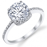 2.00 Carat Mirco Pave Round Brilliant CZ Sterling Silver 925 Wedding Engagement Ring Size 6