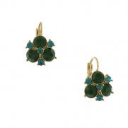 1928 Jewelry Signature Emerald Green Floral Cluster Button Earrings